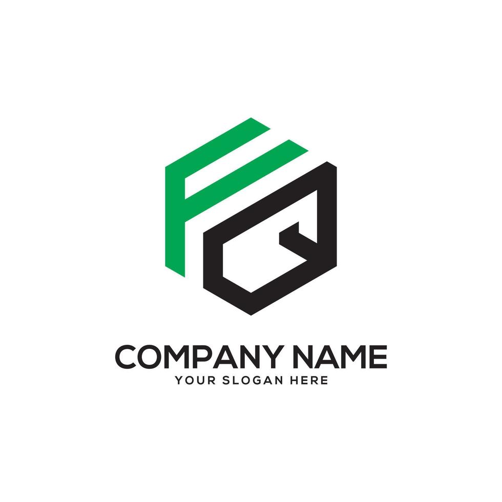 Monogram FQ initial letter Logo Inspiration, F and Q combination logo vector with hexagonal idea