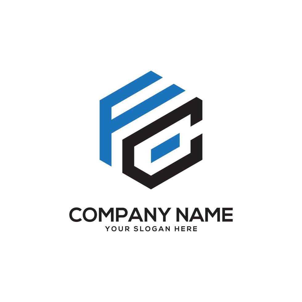 Monogram FC initial letter Logo Inspiration, F and C combination logo vector with hexagonal idea