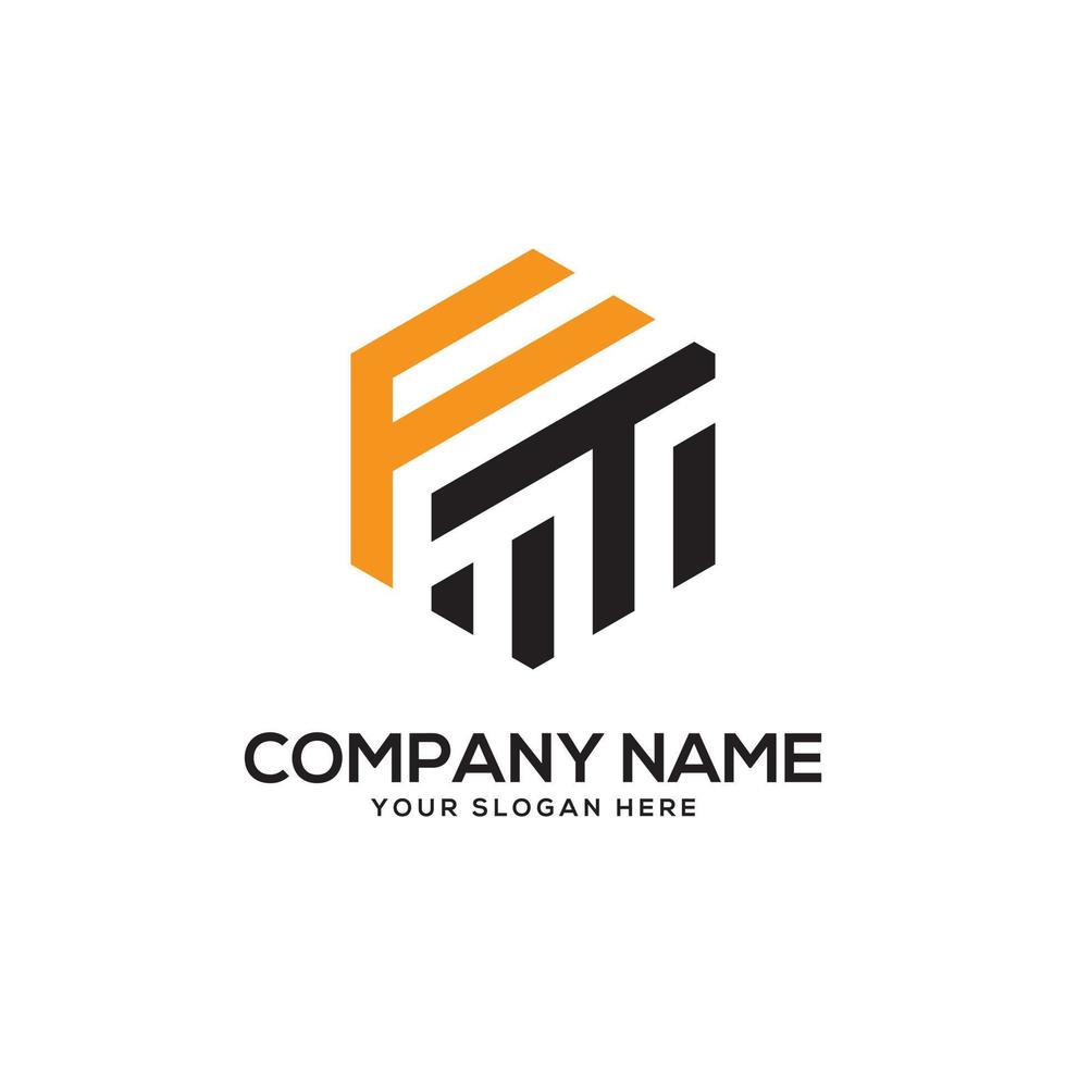 Monogram FT initial letter Logo Inspiration, F and T combination logo vector with hexagonal idea