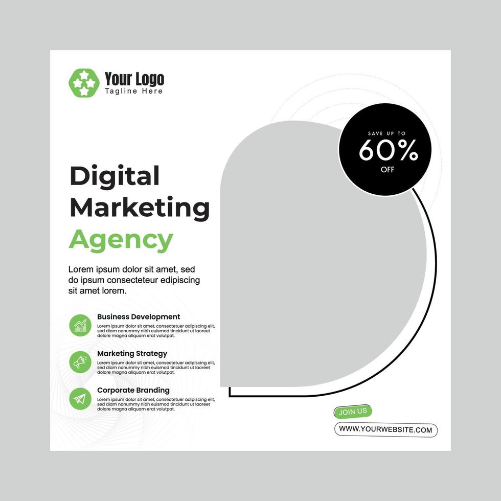 Vector digital marketing agency square flyer or social media post template