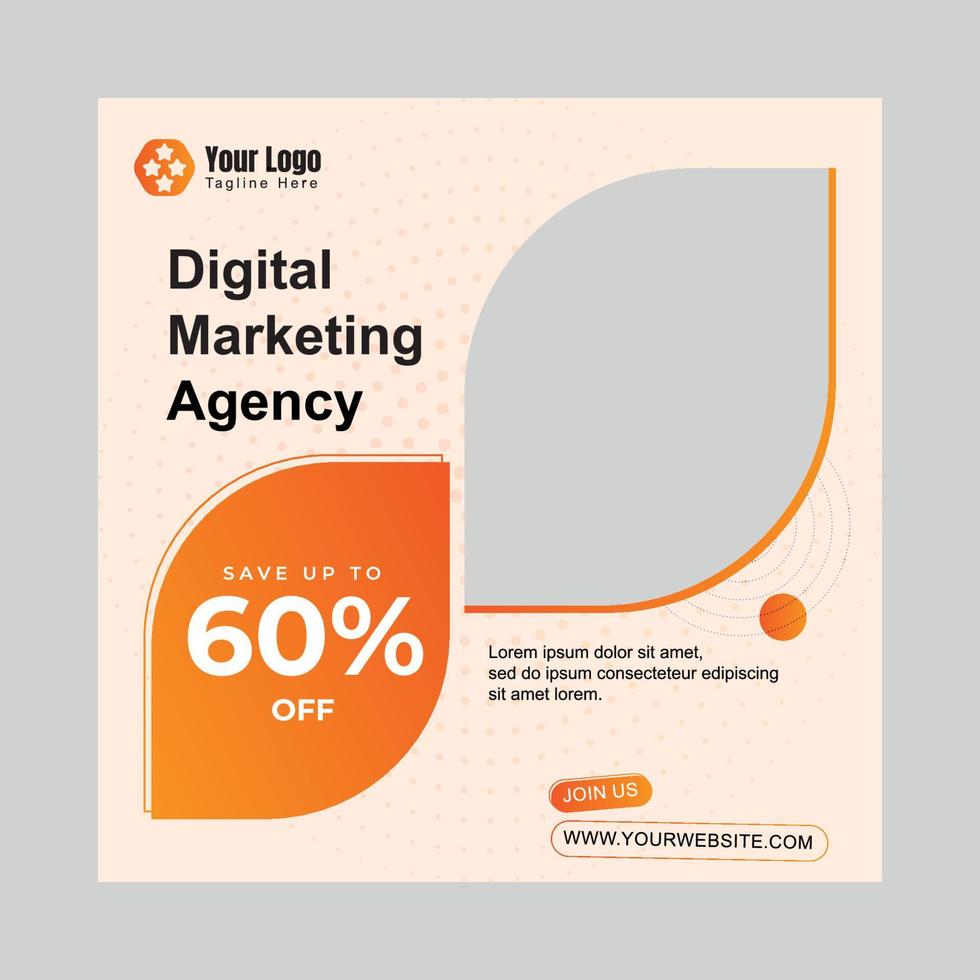 Vector digital marketing agency square flyer or social media post template
