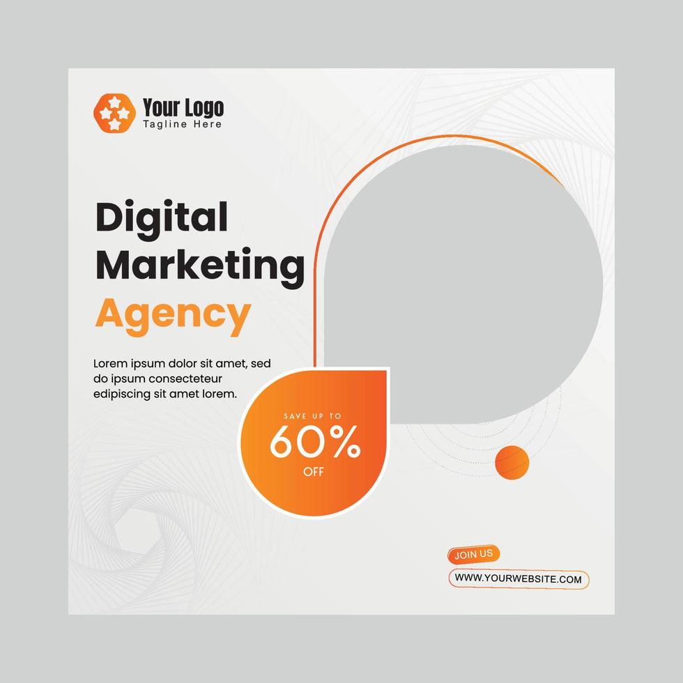 Vector digital marketing agency square flyer or social media post template