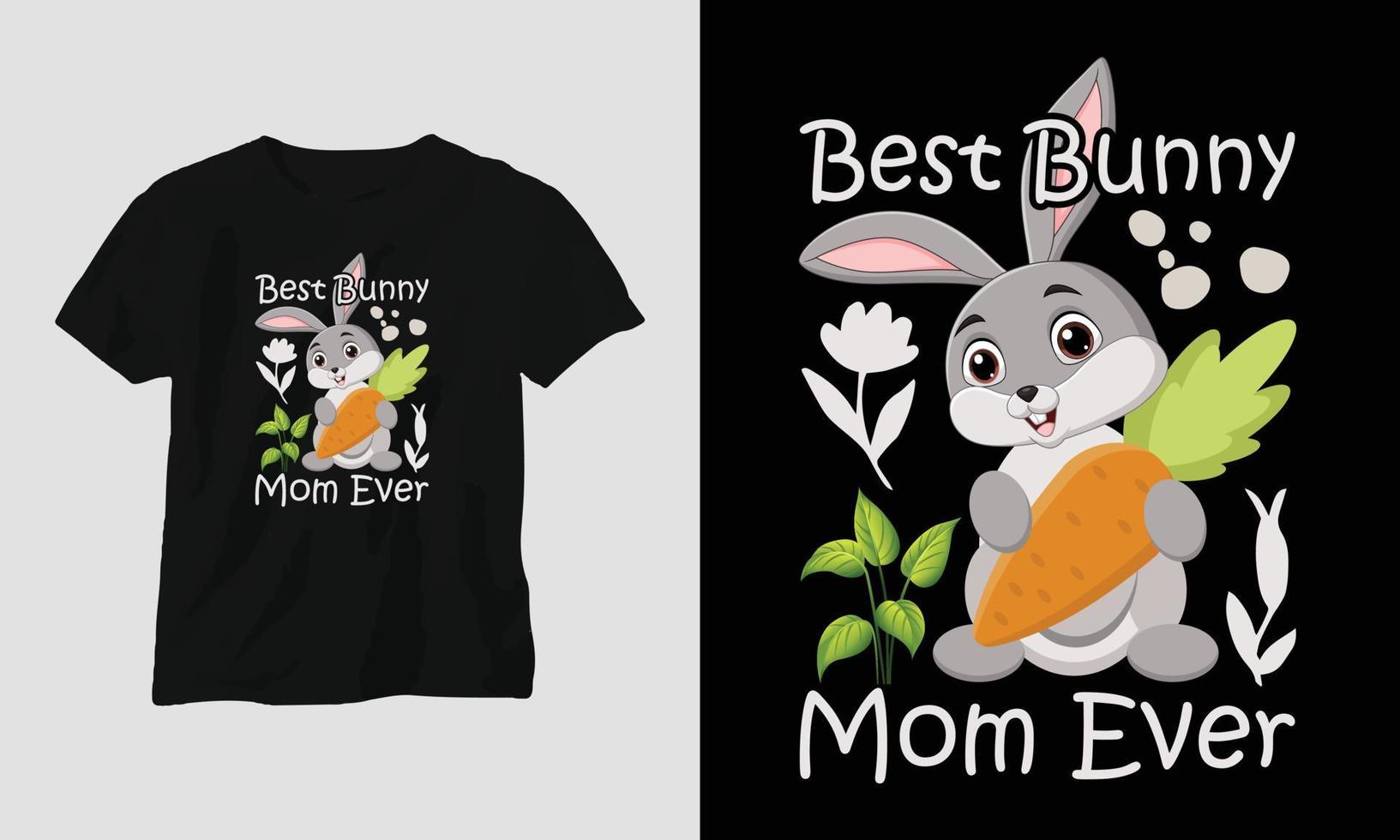 la mejor plantilla de camiseta de mamá conejita vector