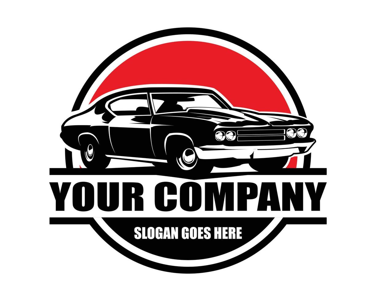 1970's muscle car. isolated white background view from side. best for badge, logo, emblem, concept. available in eps 10. vector