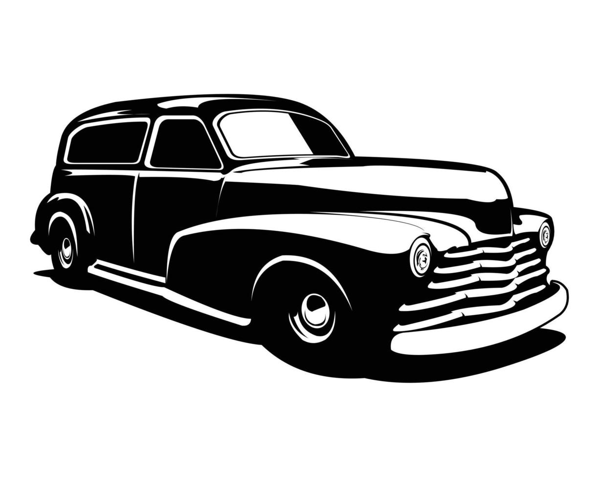 classic panel truck silhouette view from the side isolated on white background. Best for badges, emblems, icons, sticker designs and for the trucking industry. vector