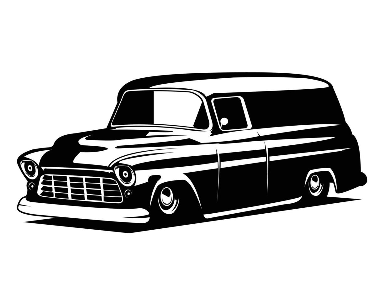 1970 chevrolet panel truck isolated side view white background. best for logos, badges, emblems, icons, available in eps 10. vector