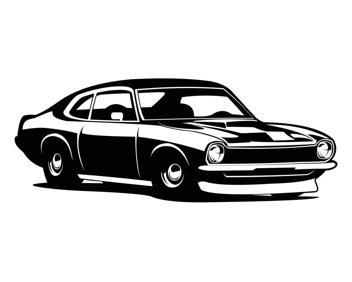 chevy camaro car silhouette. isolated white background view from side. best for logos, badges, emblems. vector