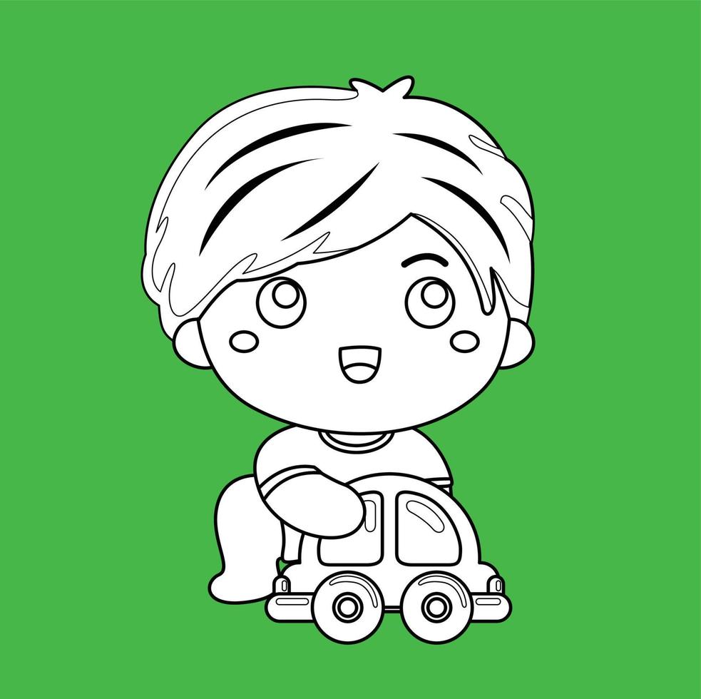 Cute Baby and Toys Digital Stamp vector