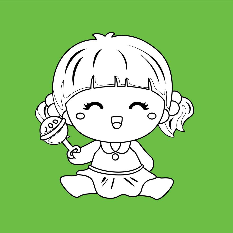 Cute Baby and Toys Digital Stamp vector