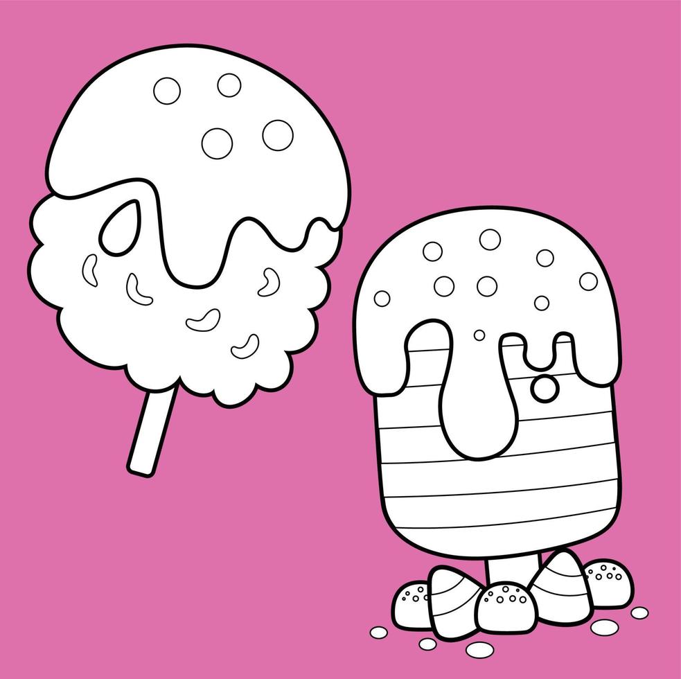 Cute Ice Cream Candyland Digital Stamp Outline vector