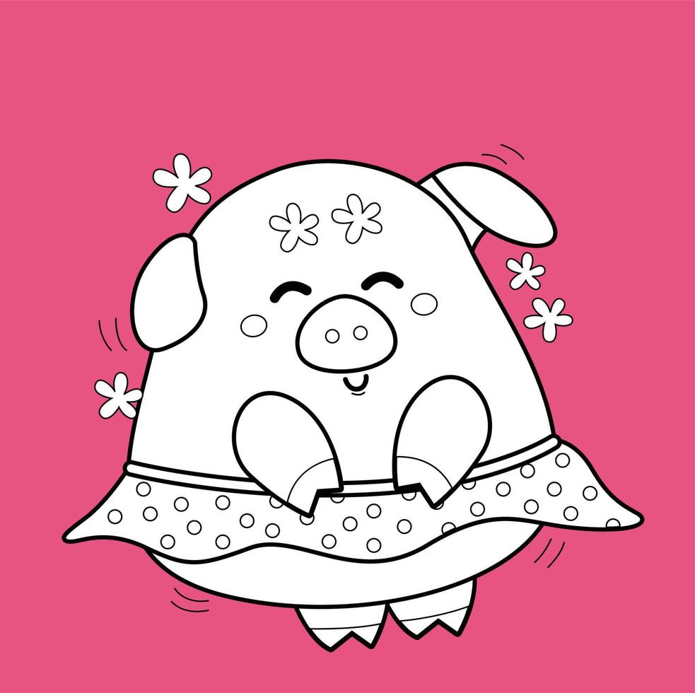 Cute Pig in Love Valentine Day Digital Stamp vector