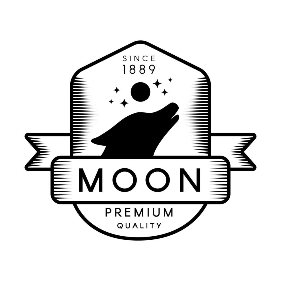 Moon outline vector logo template