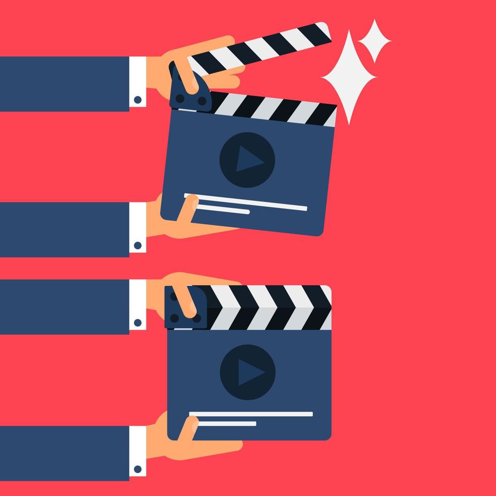 Flat movie clapperboard vector