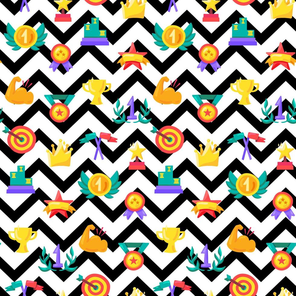 Winner awards seamless vector pattern
