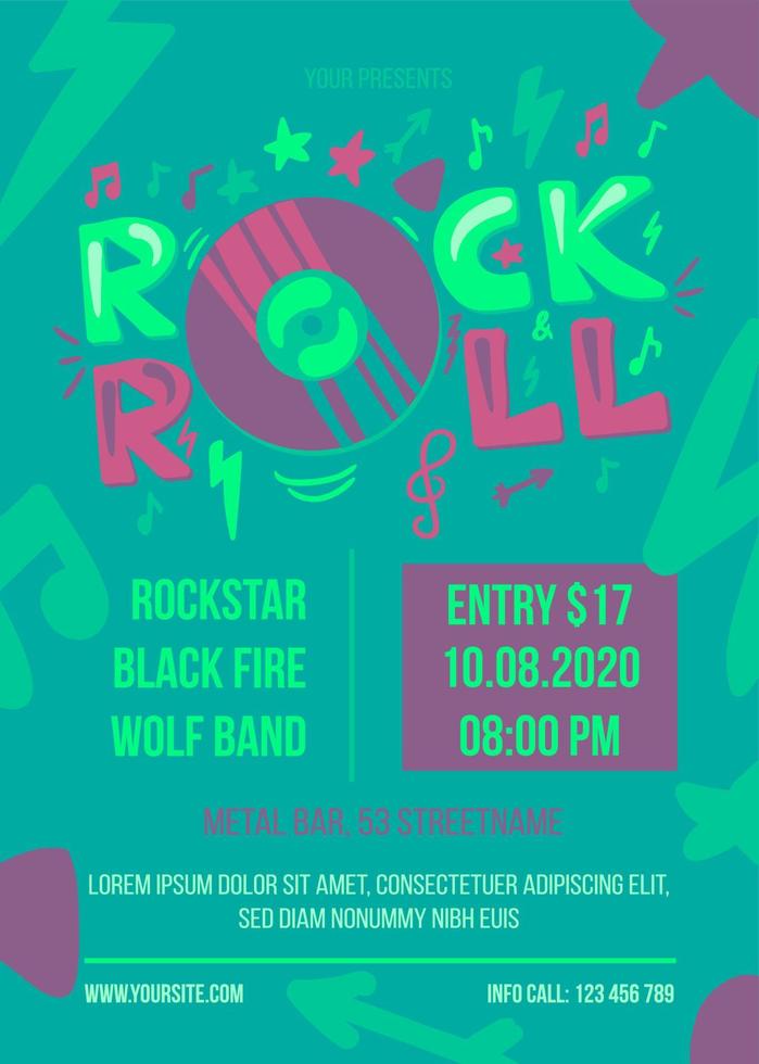 Retro Rock and Roll Music Fest Poster Template vector