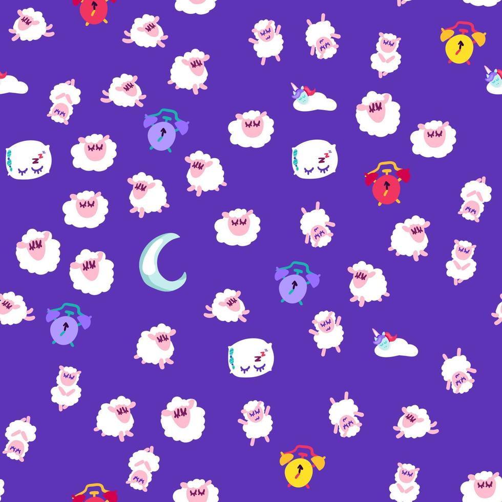 Bedtime, good night sleep vector seamless pattern