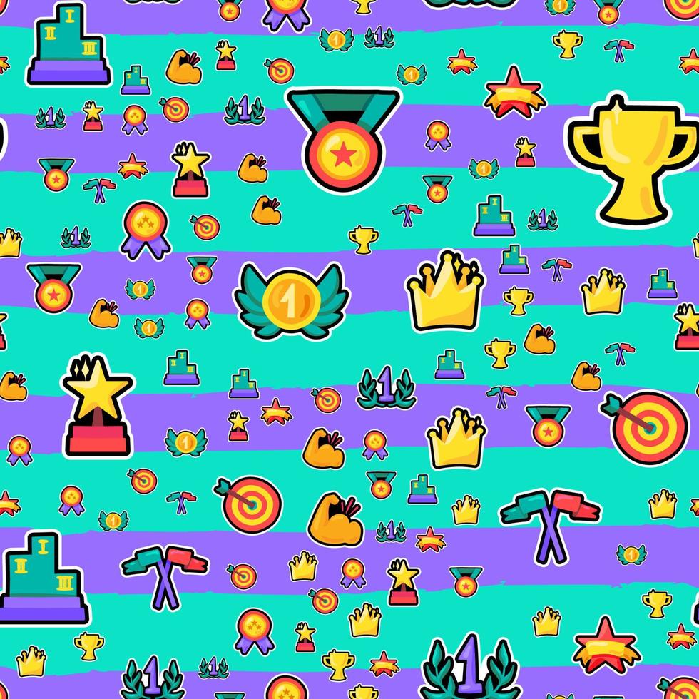 Awards color seamless vector cartoon pattern