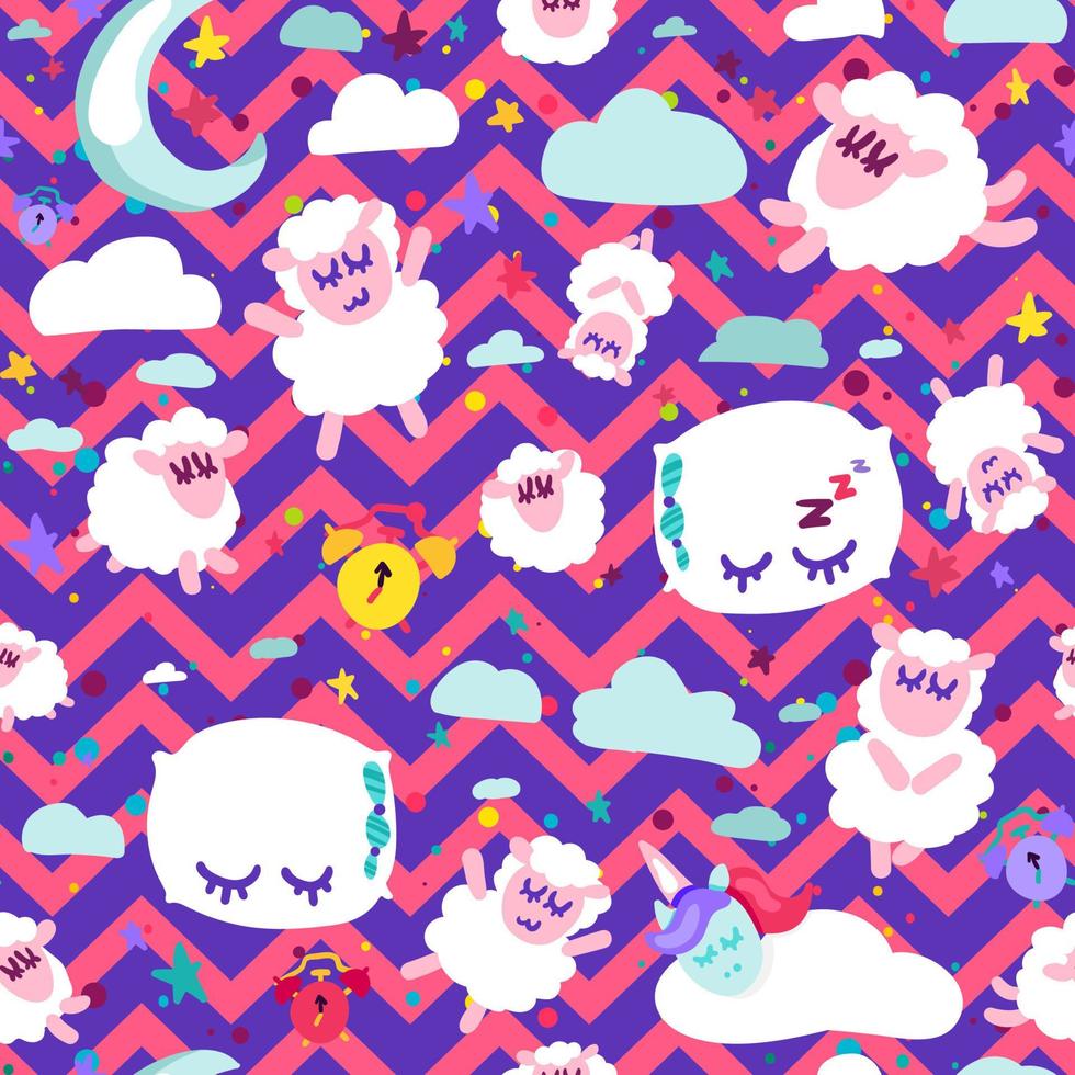 Night Time Dreams Symbols Seamless Pattern Banner vector