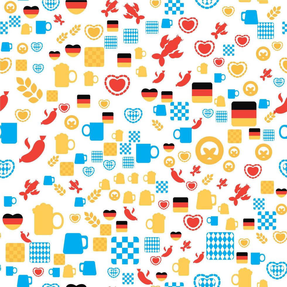 Oktoberfest Seamless Pattern With Drink and Food vector