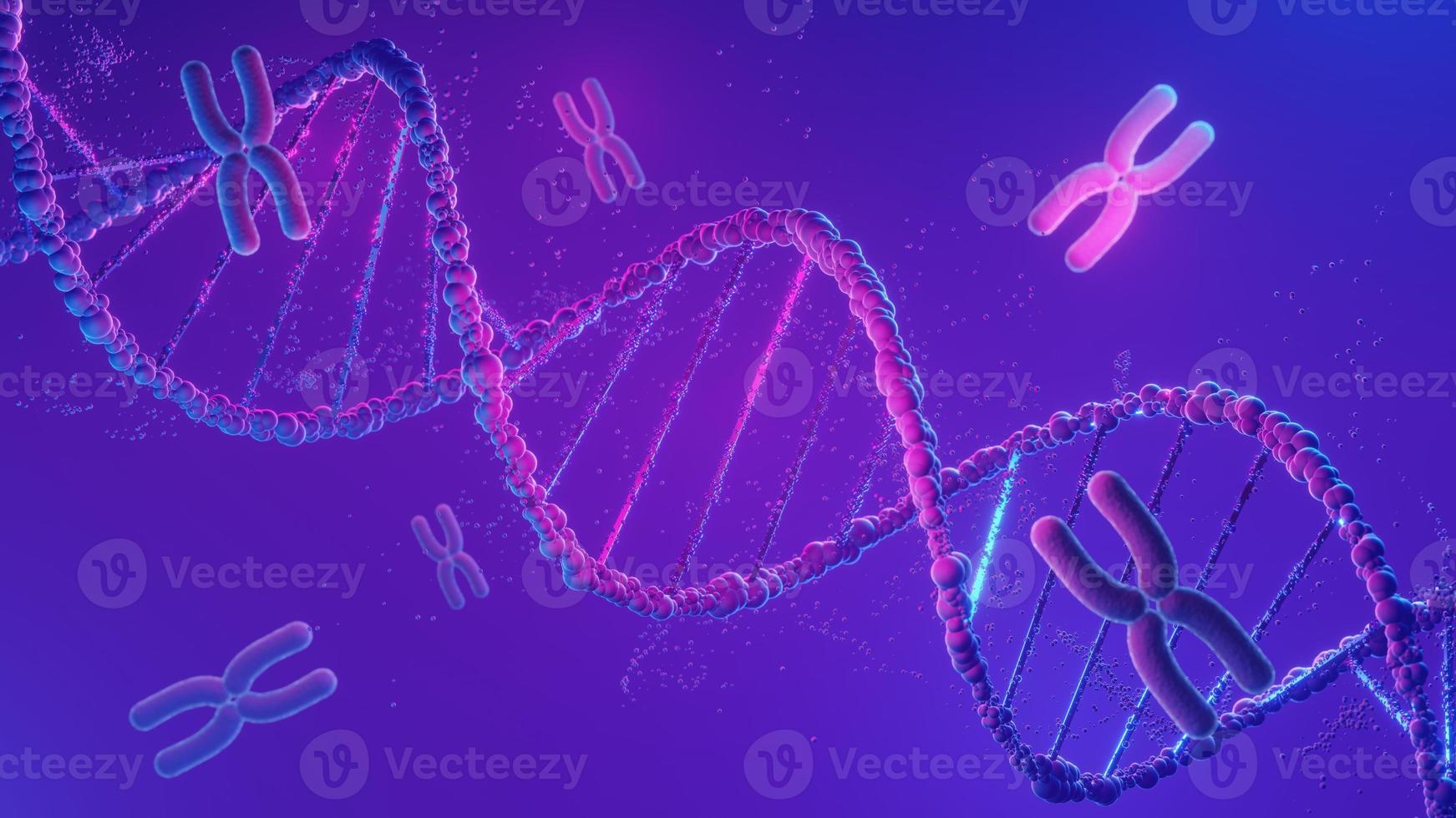 DNA spiral structure. DNA Helix complementary strand of  Sequences genetic code or genome. Gene expression. nucleotide database. The Central Dogma process of transcription and translation. 3D Render. photo