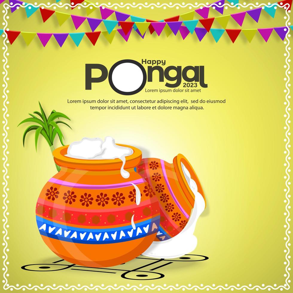 Happy Pongal South Indian harvest festival celebration banner design background vector