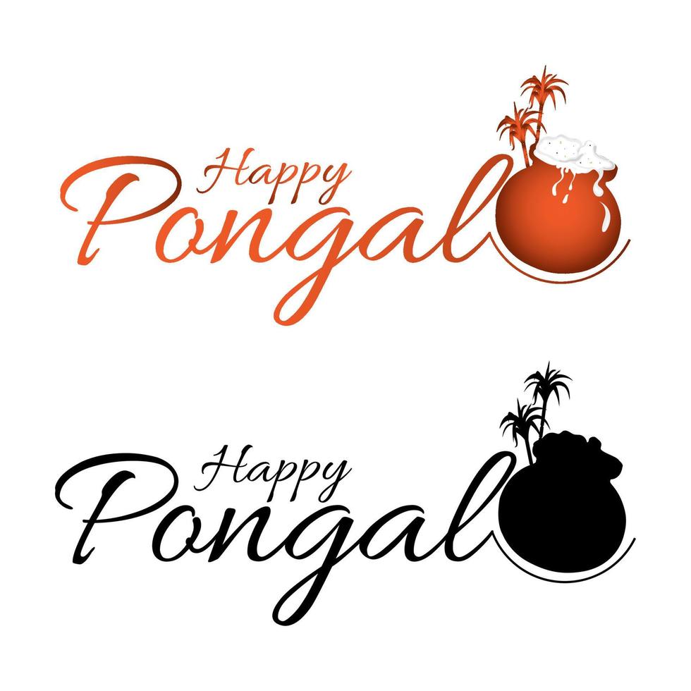 Set of Happy Pongal Design Text Typography. Vector Illustration