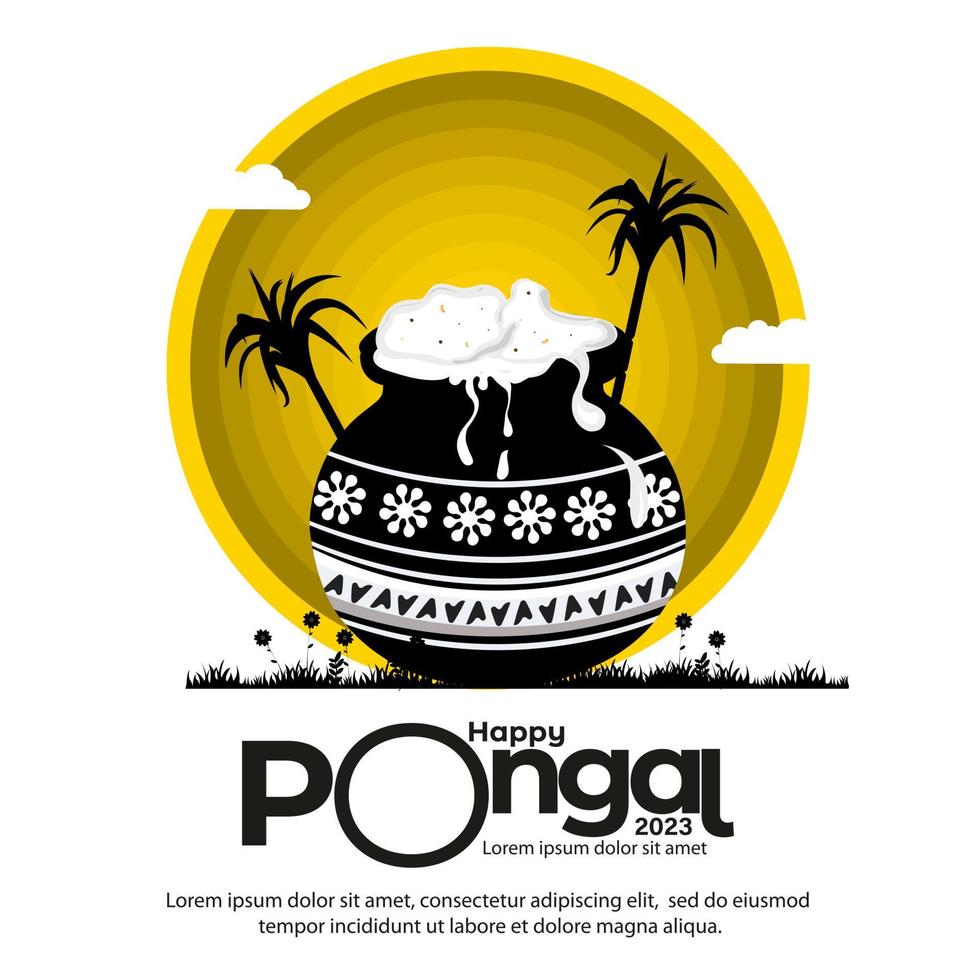 Happy Pongal South Indian harvest festival celebration banner or poster design background vector