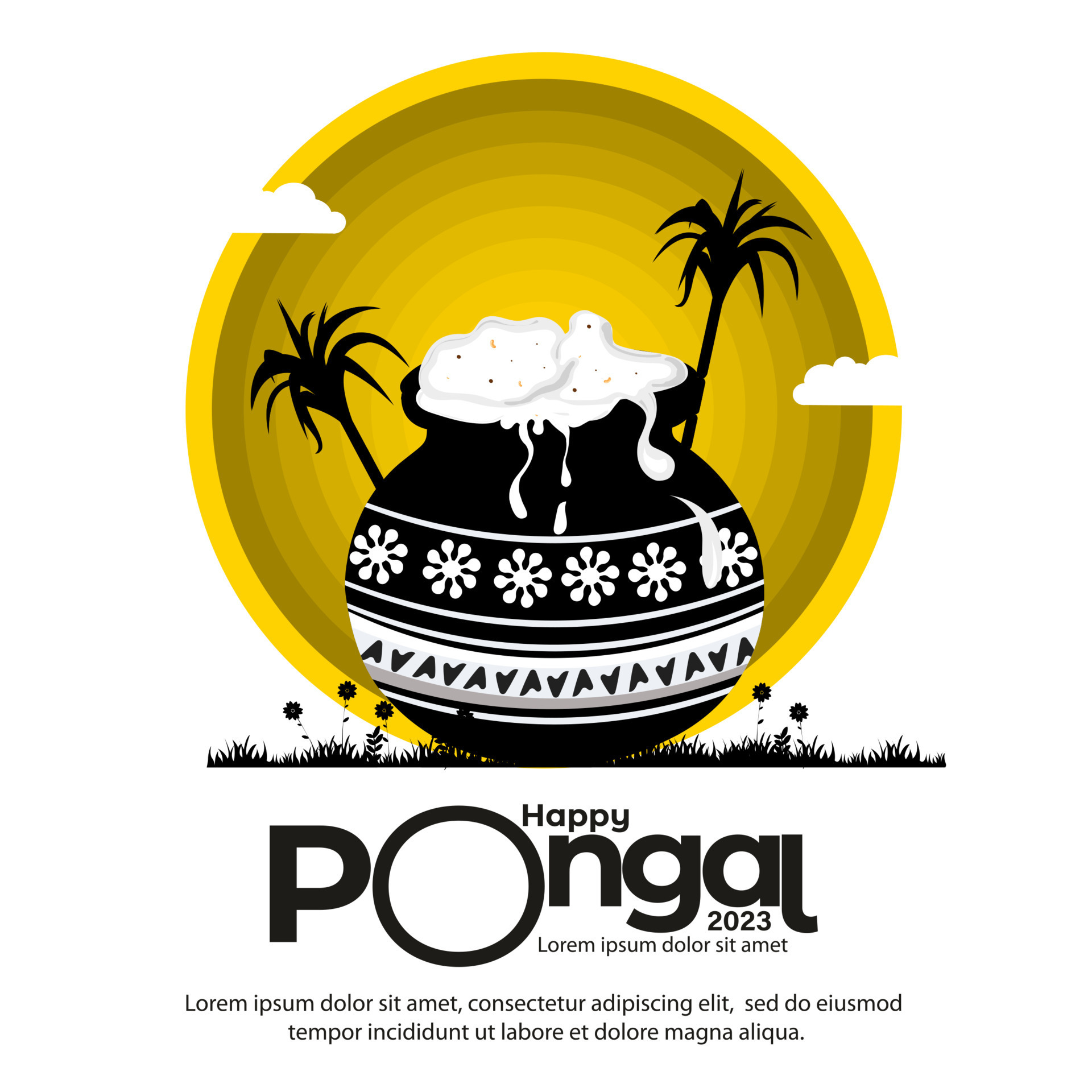 Happy Pongal South Indian harvest festival celebration banner or poster design background 