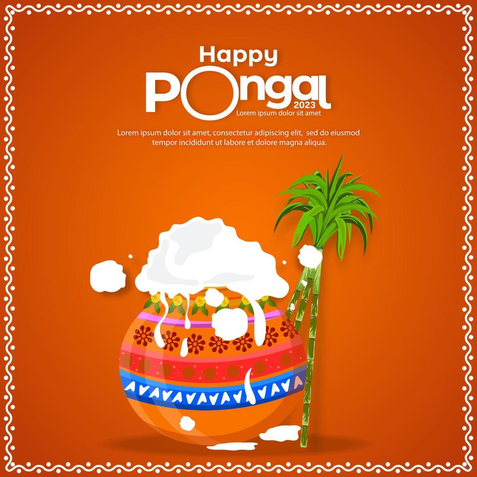Happy Pongal South Indian harvest festival celebration banner or poster design background vector