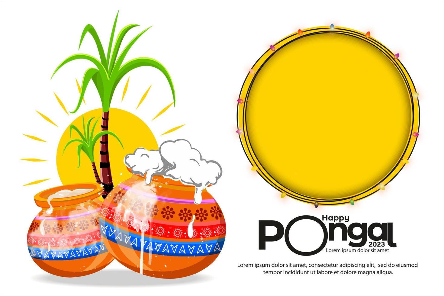 fondo de diseño de banner o cartel de celebración del festival de la cosecha del sur de la india feliz pongal vector