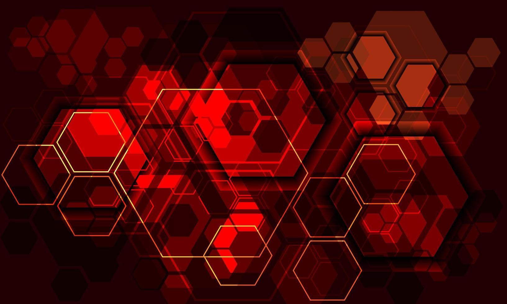 Abstract technology red yellow hexagon shadow geometric overlap
