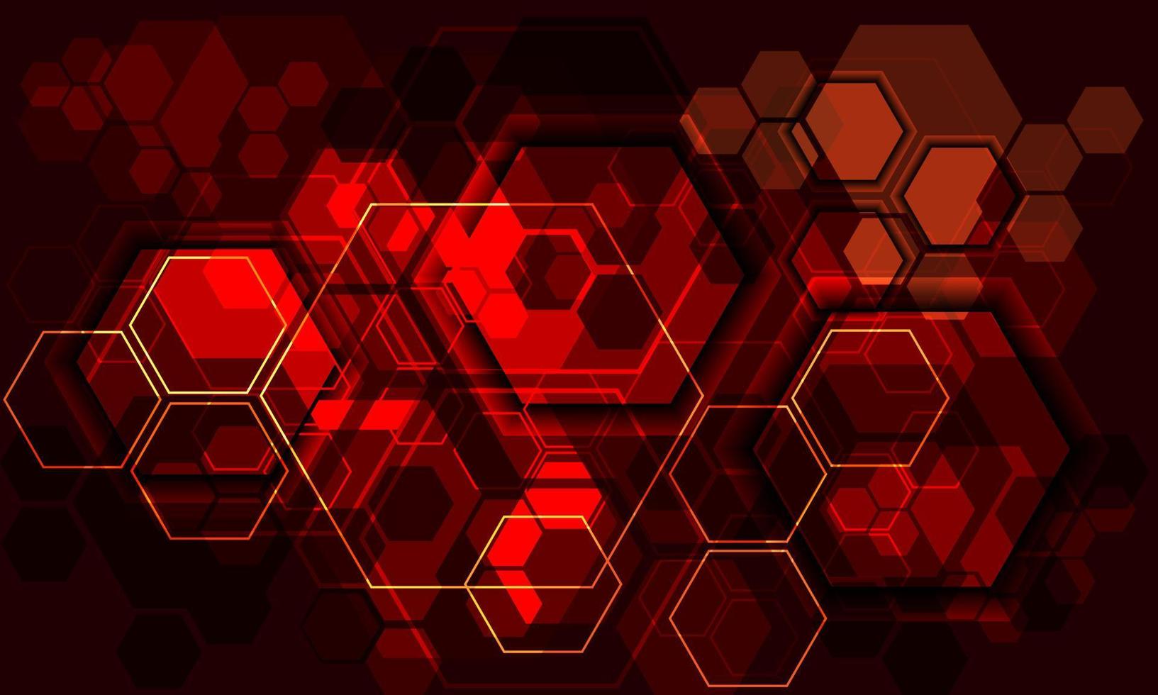 Abstract technology red yellow hexagon shadow geometric overlap futuristic design creative ultramodern background vector