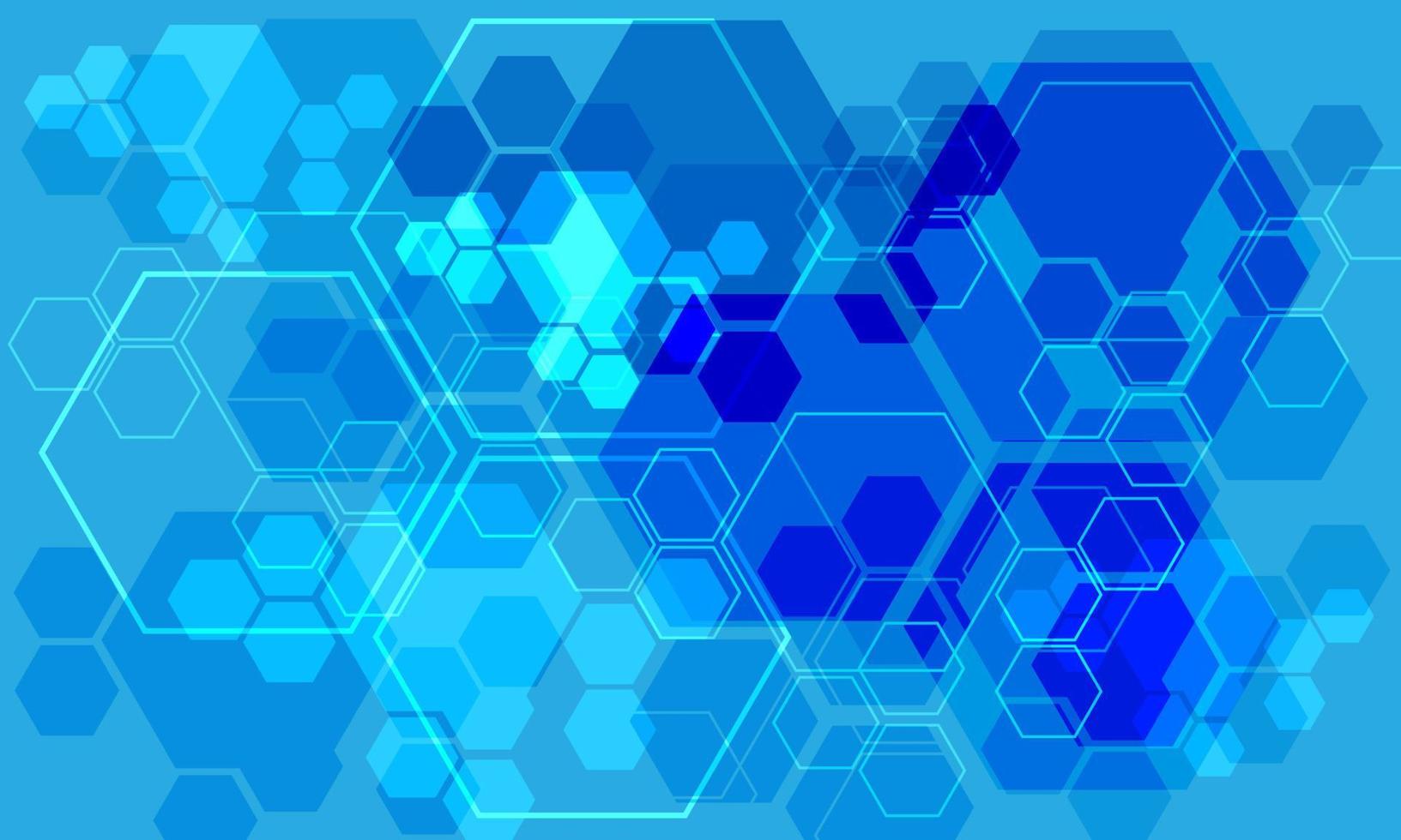 resumen tecnología azul hexágono geométrico superposición futurista diseño creativo ultramoderno fondo vector