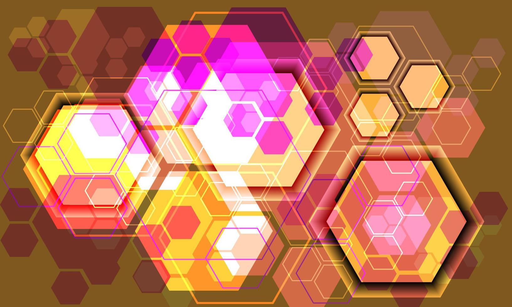 Abstract technology yellow purple hexagon geometric overlap futuristic design creative ultramodern background vector