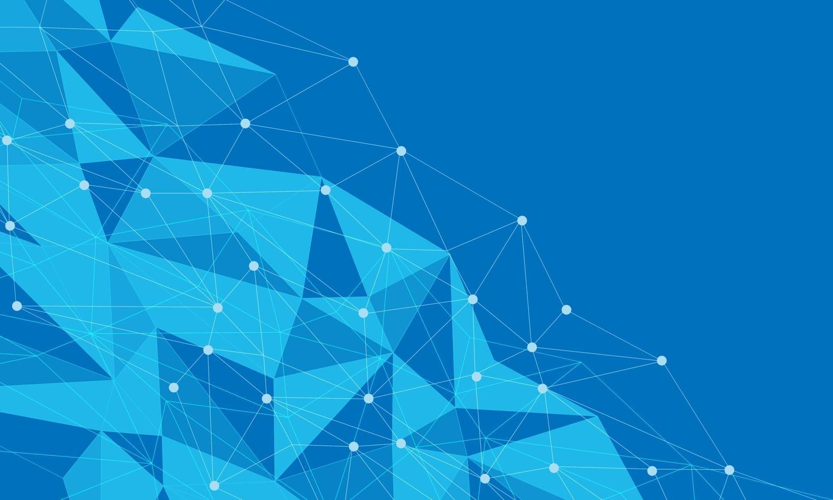 Abstract white line triangle polygon on blue technology futuristic network connect background vector