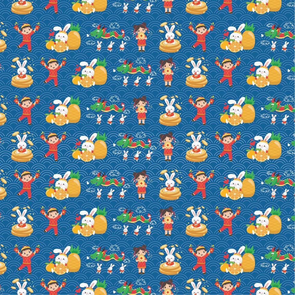 Cute Chinese New Year, happy lunar new year postcard design. Vector backgrounds.