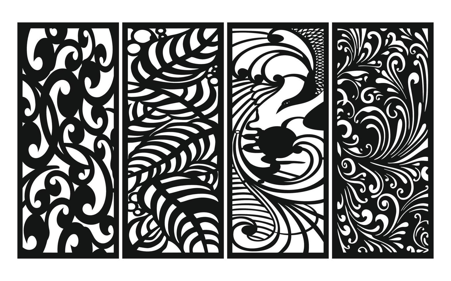 Decorative floral patterns, geometric template for cnc laser cutting vector
