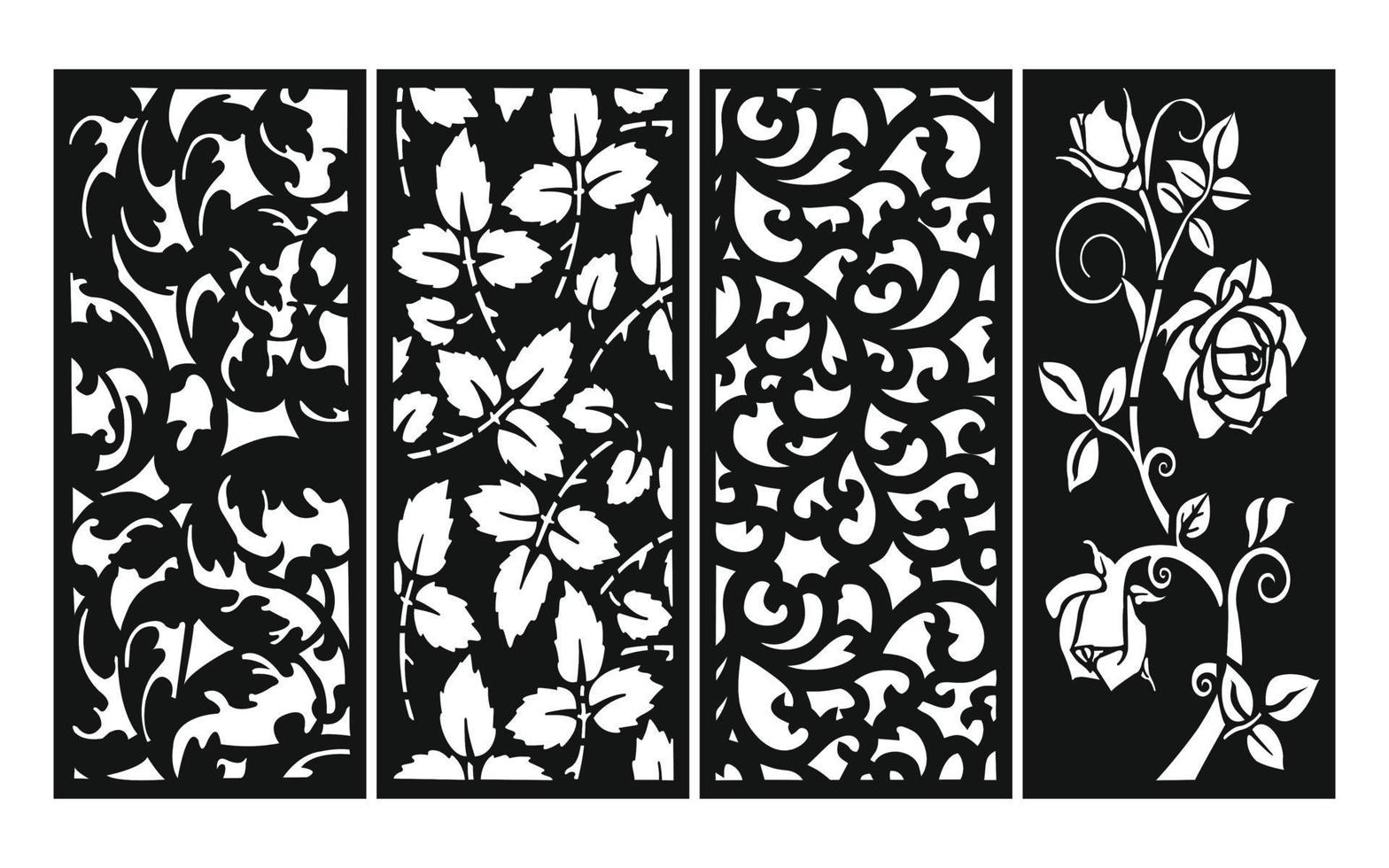 Decorative floral patterns, geometric template for cnc laser cutting vector