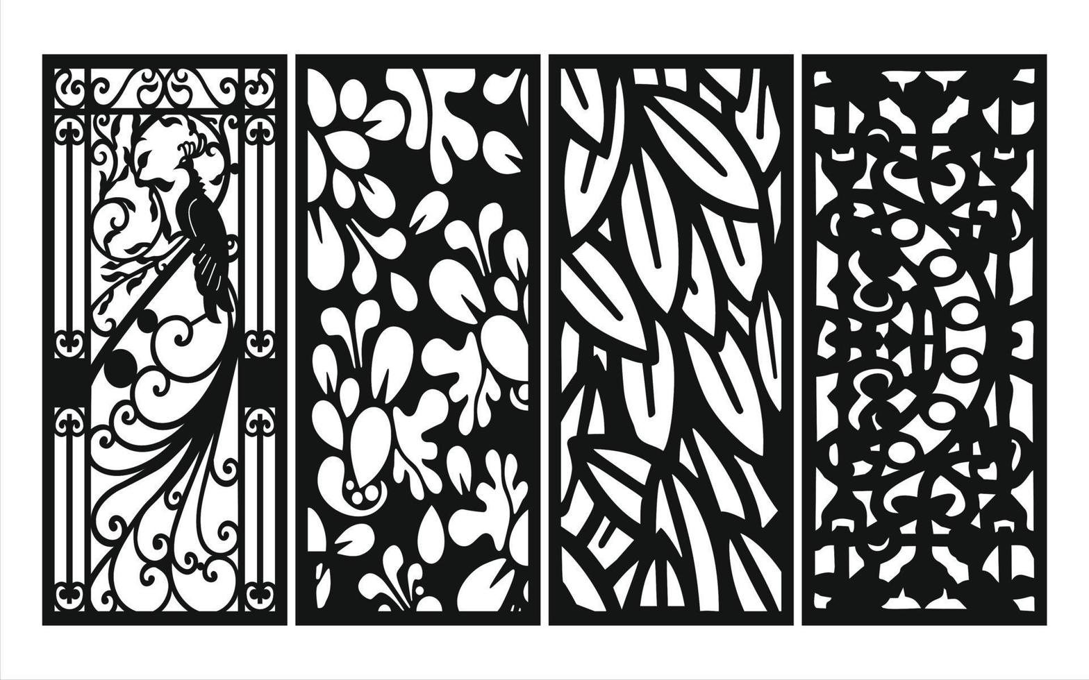 Decorative floral patterns, geometric template for cnc laser cutting vector