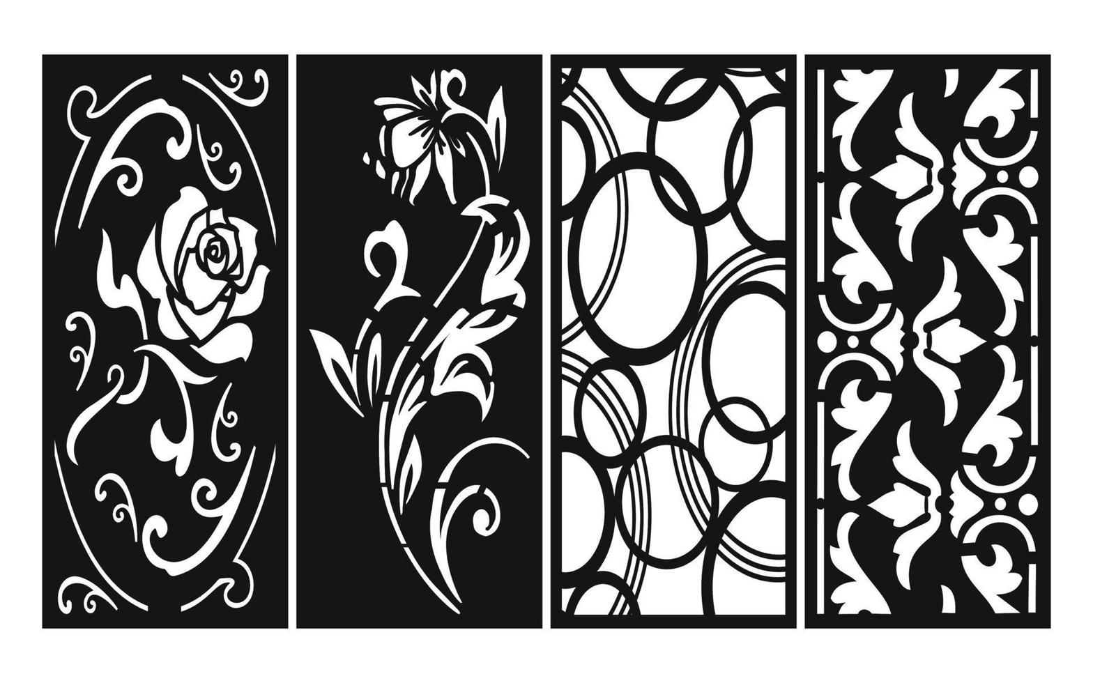 Decorative floral patterns, geometric template for cnc laser cutting vector