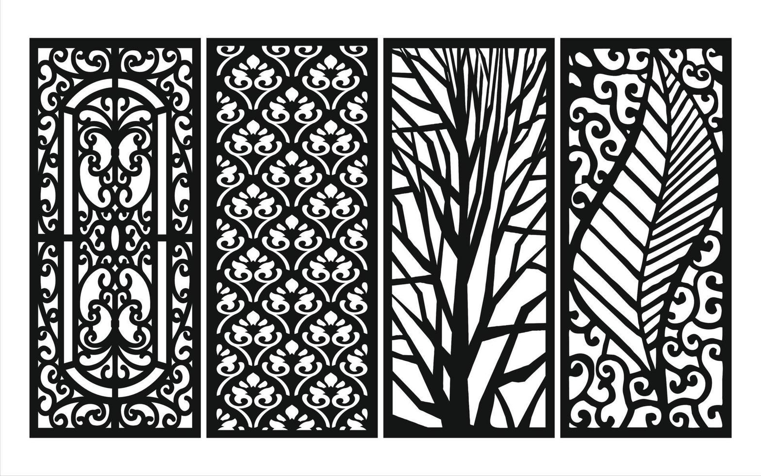 Decorative floral patterns, geometric template for cnc laser cutting vector