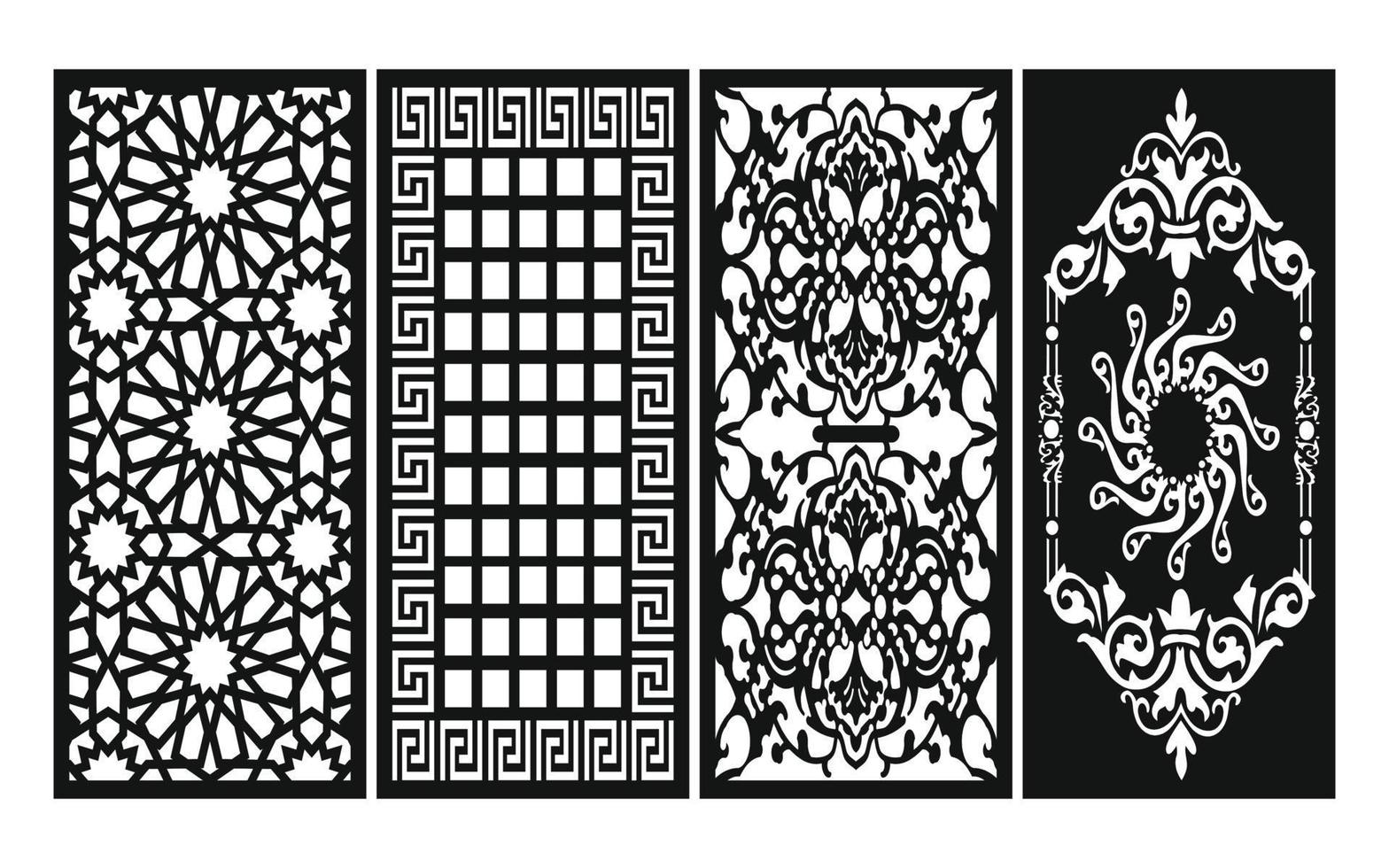 Decorative floral patterns, geometric template for cnc laser cutting vector