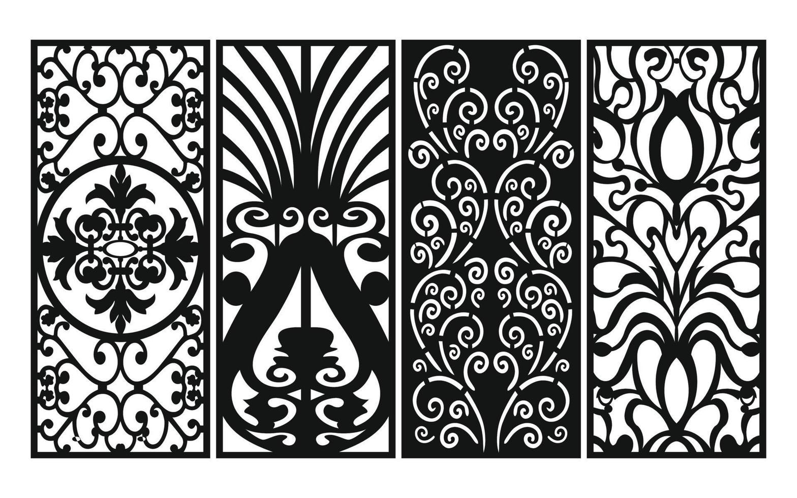 Decorative floral patterns, geometric template for cnc laser cutting vector