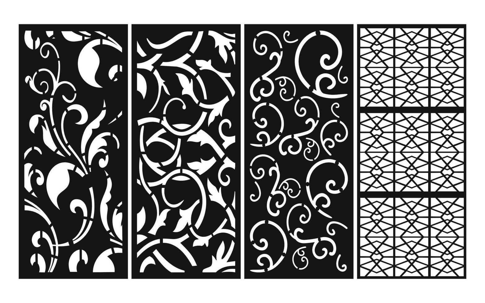 Decorative floral patterns, geometric template for cnc laser cutting vector
