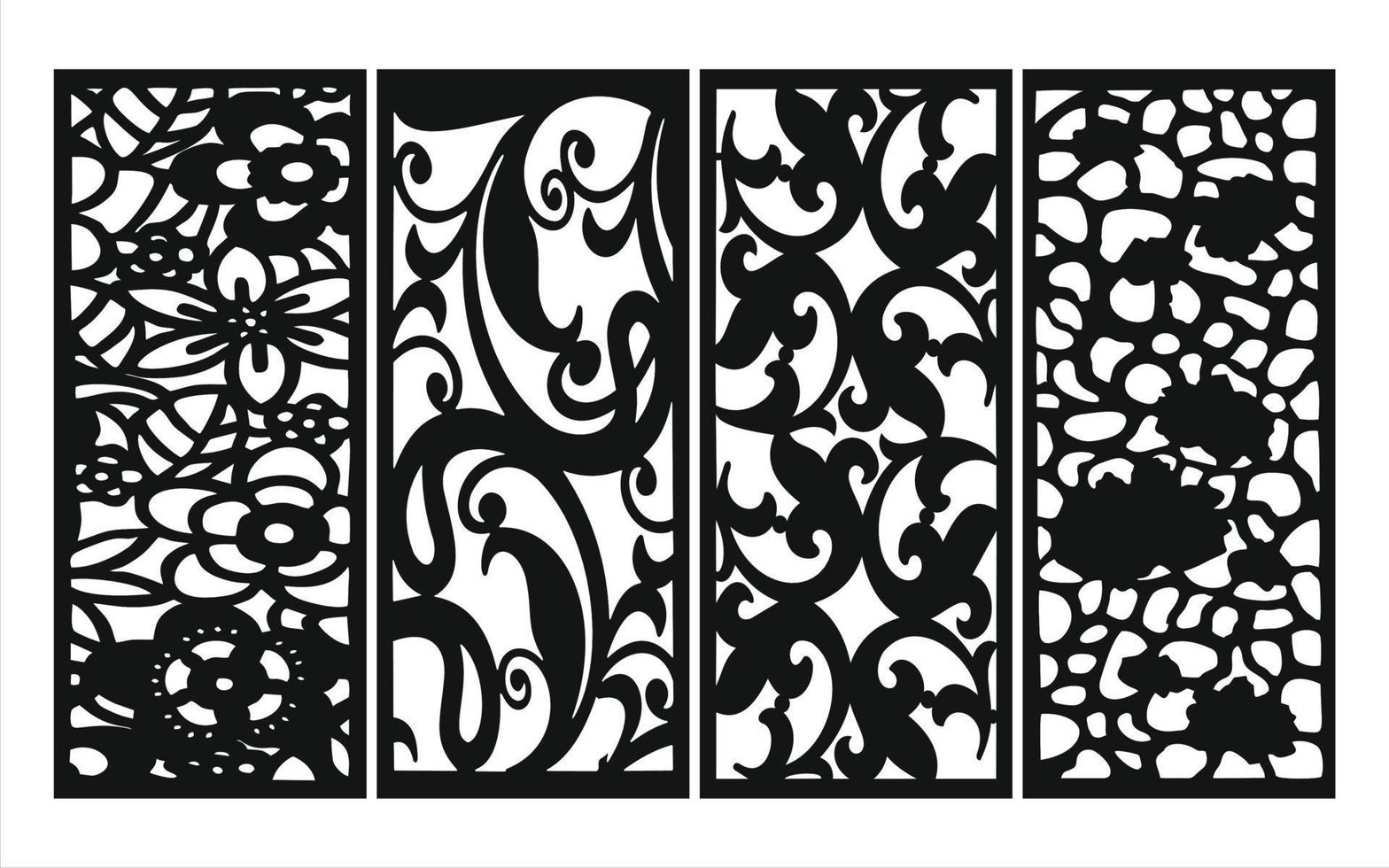 Decorative floral patterns, geometric template for cnc laser cutting vector