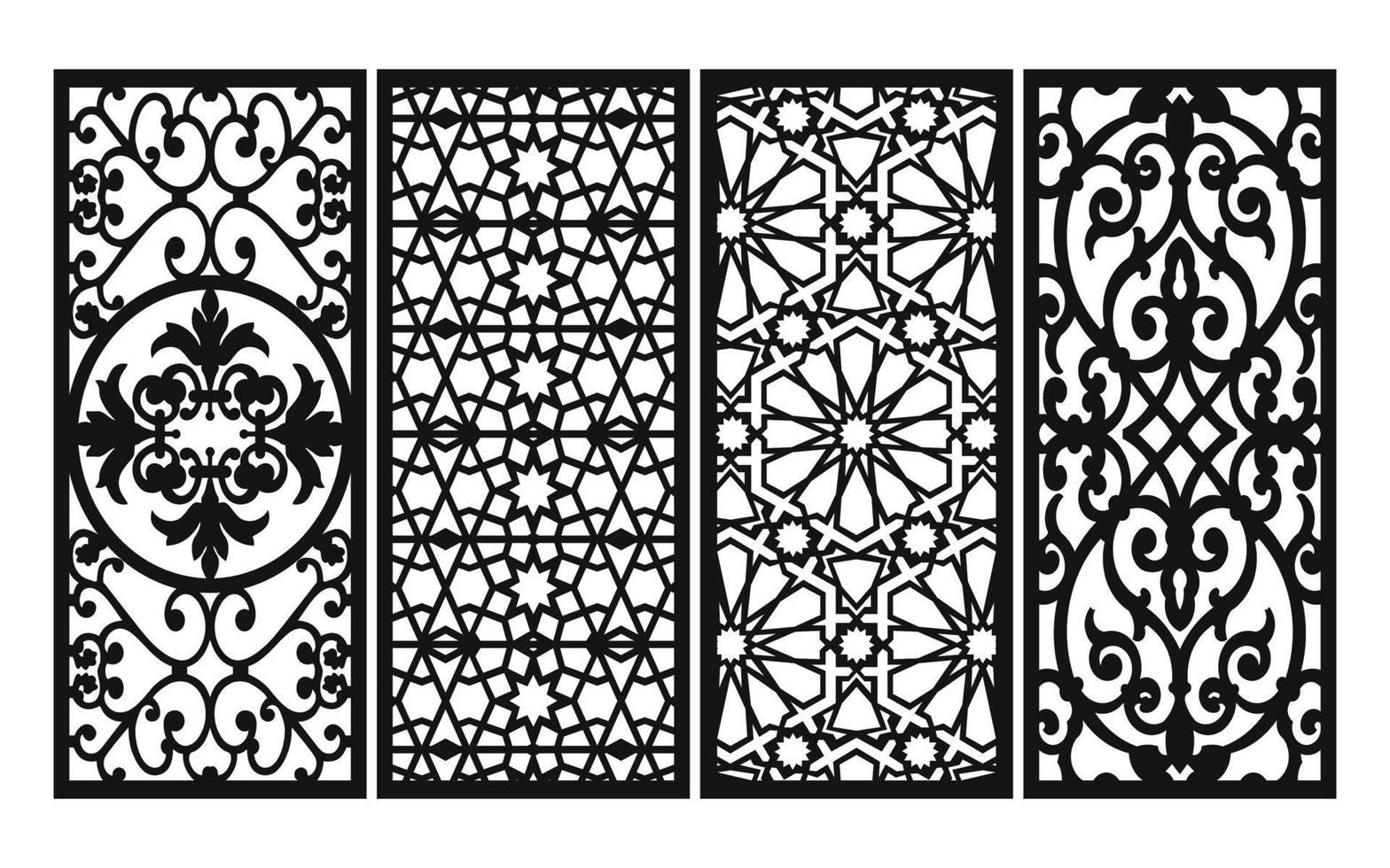 Decorative floral patterns, geometric template for cnc laser cutting vector