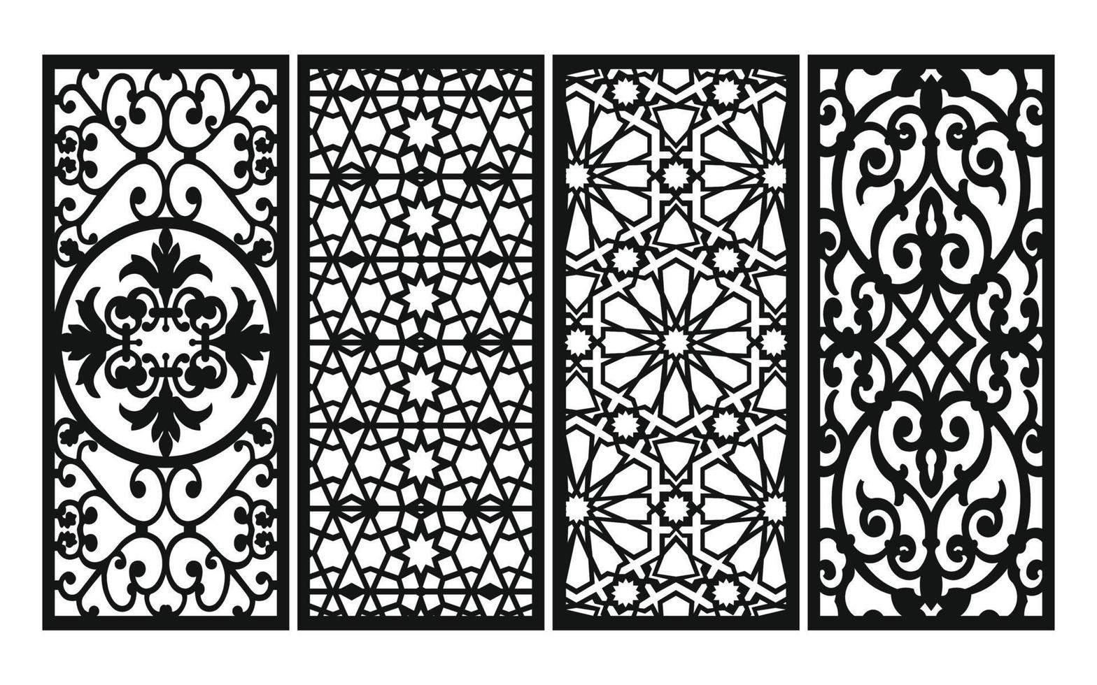 Decorative floral patterns, geometric template for cnc laser cutting vector