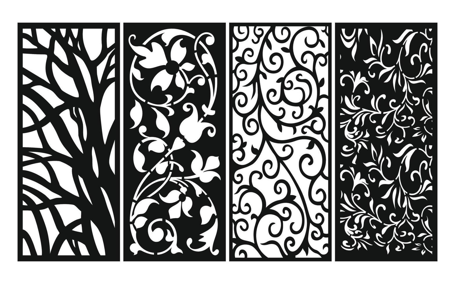 Decorative floral patterns, geometric template for cnc laser cutting vector