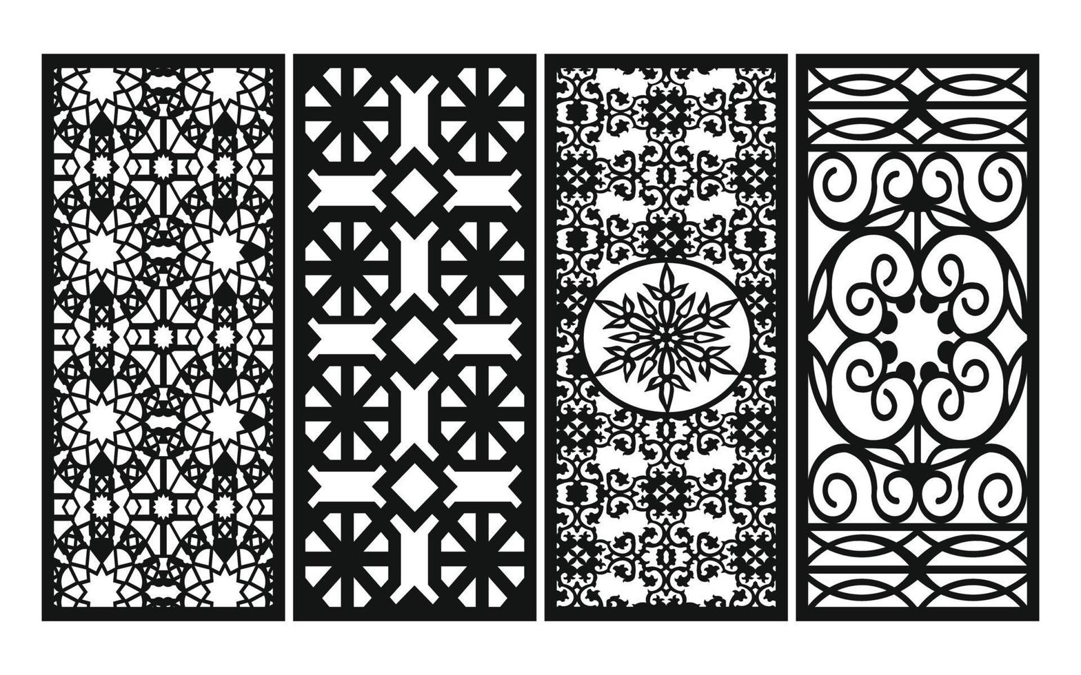 Decorative floral patterns, geometric template for cnc laser cutting vector