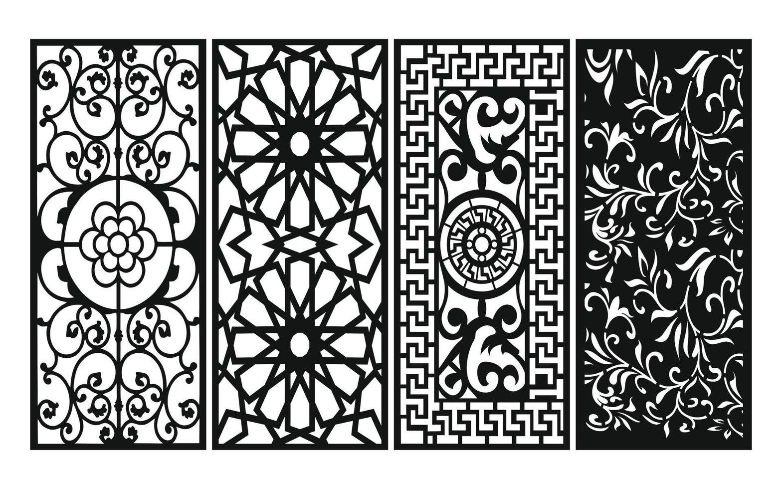 Decorative floral patterns, geometric template for cnc laser cutting vector